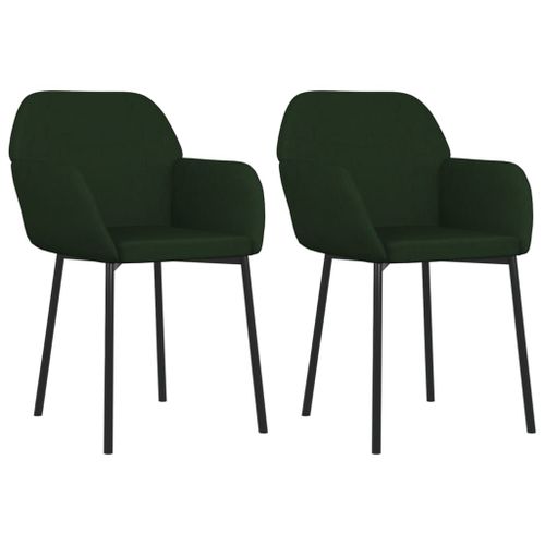 Vidaxl Chaises De Salle À Manger 2 Pcs Vert Foncé Velours