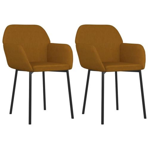 Vidaxl Chaises De Salle À Manger 2 Pcs Marron Velours