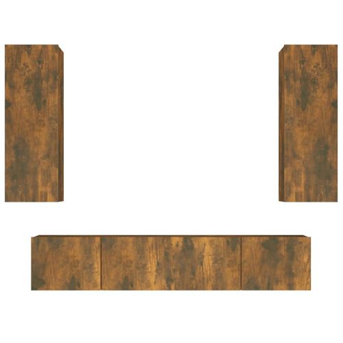Vidaxl Ensemble De Meubles Tv 4 Pcs Chêne Fumé Bois D'ingénierie