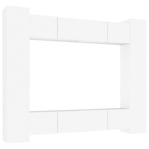 Vidaxl Ensemble De Meubles Tv 8 Pcs Blanc Bois D'ingénierie