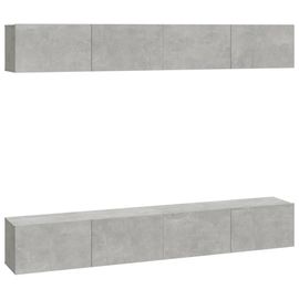 Vidaxl Meubles Tv Muraux 4 Pcs Gris Béton 100x30x30 Cm