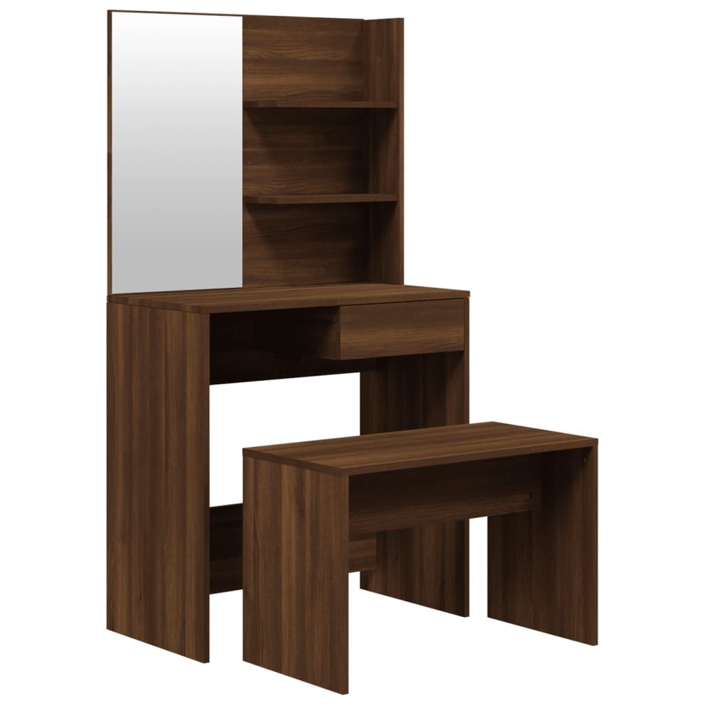 Vidaxl Ensemble De Coiffeuse Chêne Marron 74,5x40x141 Cm