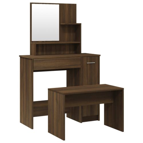 Vidaxl Ensemble De Coiffeuse Chêne Marron 86,5x35x136 Cm