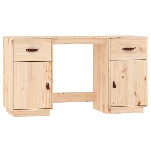 Vidaxl Bureau Avec Armoires 135x50x75 Cm Bois Massif De Pin