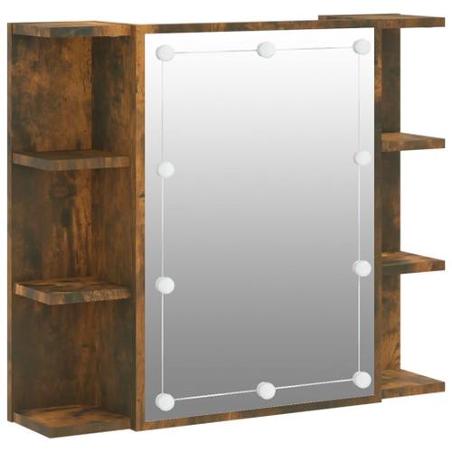 Vidaxl Armoire À Miroir Avec Led Chêne Fumé 70x16,5x60 Cm