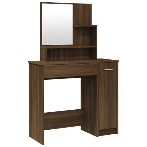 Vidaxl Coiffeuse Avec Miroir Chêne Marron 86,5x35x136 Cm