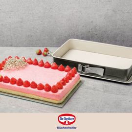 Dr. Oetker 4861 Moule À Gâteau Rectangulaire Avec Charnière, Moule Charniere, Plat A Lasagne Rectangulaire, Moule À Charnière, Moule Rectangulaire, Acier, Céramique, 38 X 25 X 7 Cm