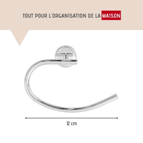 Fackelmann 86764 porte serviette de salle de bain, porte serviette murale, porte serviette, accessoires de salle de bain, support serviette de salle de bain, zinc, gris, 12 x 6 x 8 cm