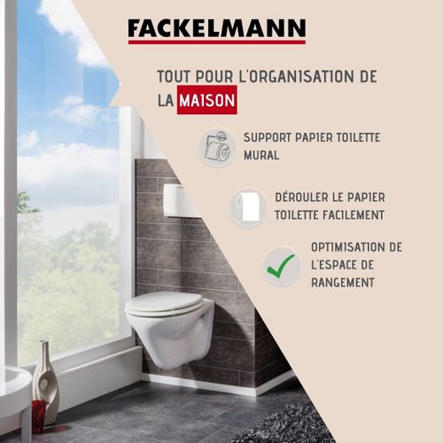 Fackelmann 86760 support de papier toilette, accessoire, porte papier toilette, distributeur papier toilette, rangement salle de bain, support papier toilette mural, Zinc, Chromé, 14 x 13 x 10 cm