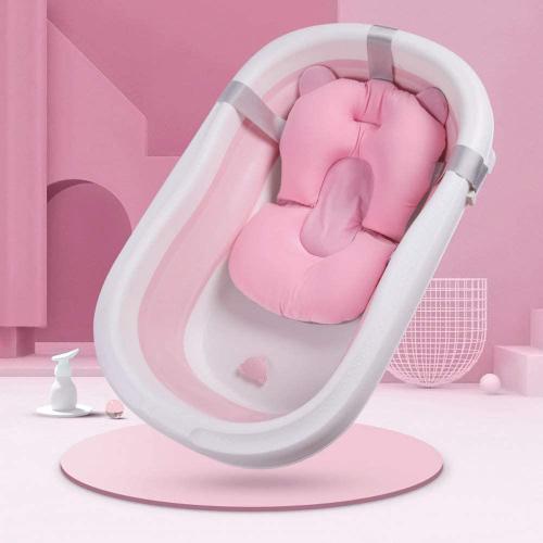 Coussin de Bain Bébé Nouveau-né Tapis de Bain Antidérapant Support Siège de Bain Baignoire Bébé pour Douche Pliable Matelas de Bain Flottant Coussin de Baignoire Mignon pour Nouveau-né 0-12 Mois