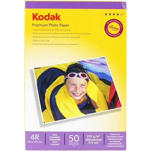Papier Photo Brillant KODAK 4R 102x152 mm 50 Feuilles