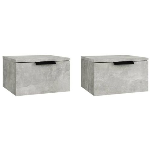 Vidaxl Tables De Chevet Murales 2 Pcs Gris Béton 34x30x20 Cm