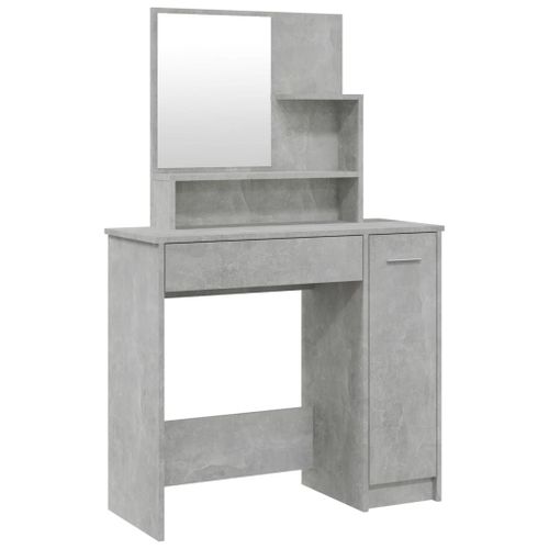 Vidaxl Coiffeuse Avec Miroir Gris Béton 86,5x35x136 Cm