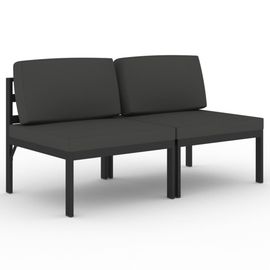 Vidaxl Canapé De Jardin 2 Places Avec Coussins Aluminium Anthracite