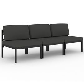 Vidaxl Canapé De Jardin 3 Places Avec Coussins Aluminium Anthracite