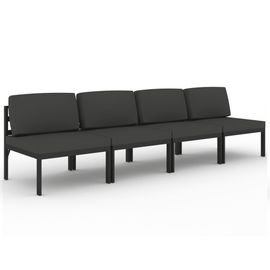 Vidaxl Canapé De Jardin 4 Places Avec Coussins Aluminium Anthracite