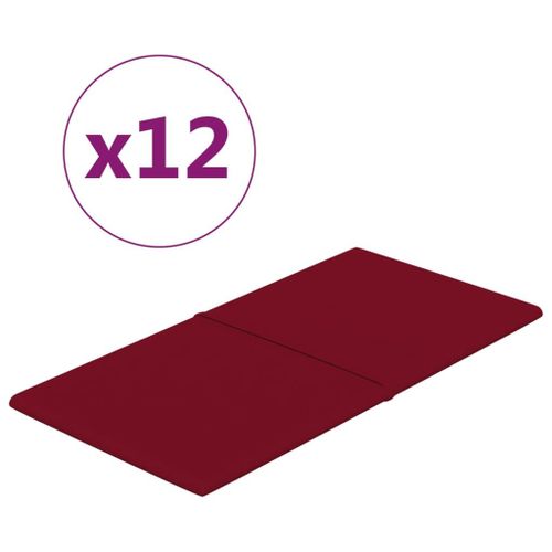 vidaXL Panneaux muraux 12 pcs Rouge bordeaux 60x30 cm Velours 2,16 m²