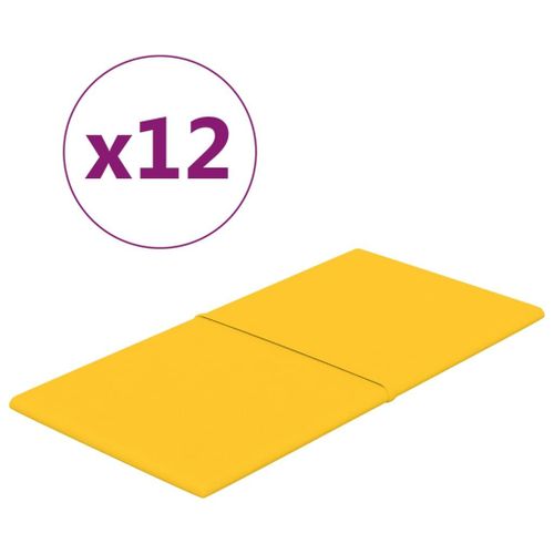 vidaXL Panneaux muraux 12 pcs Jaune 60x30 cm Velours 2,16 m²