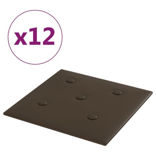 vidaXL Panneaux muraux 12 pcs Marron 30x30 cm Similicuir 1,08 m²