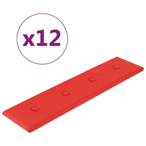 vidaXL Panneaux muraux 12 pcs Rouge 60x15 cm Similicuir 1,08 m²