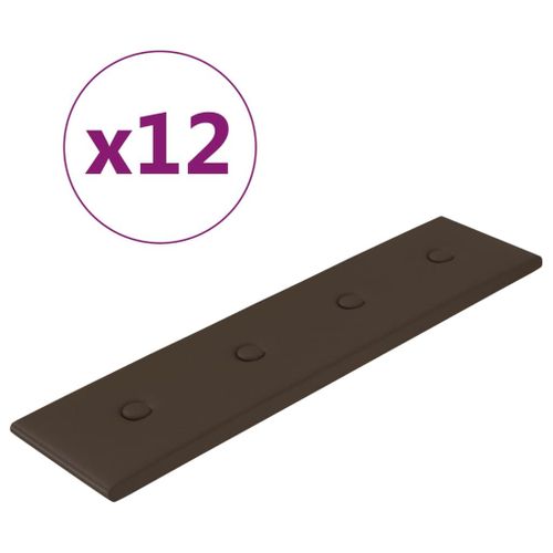 vidaXL Panneaux muraux 12 pcs Marron 60x15 cm Similicuir 1,08 m²