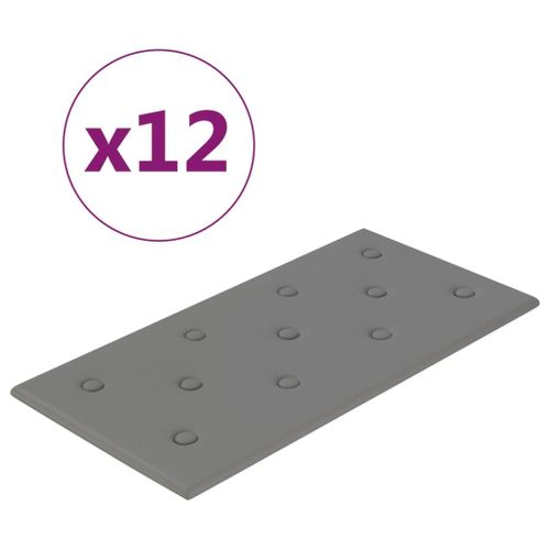 vidaXL Panneaux muraux 12 pcs Gris 60x30 cm Similicuir 2,16 m²