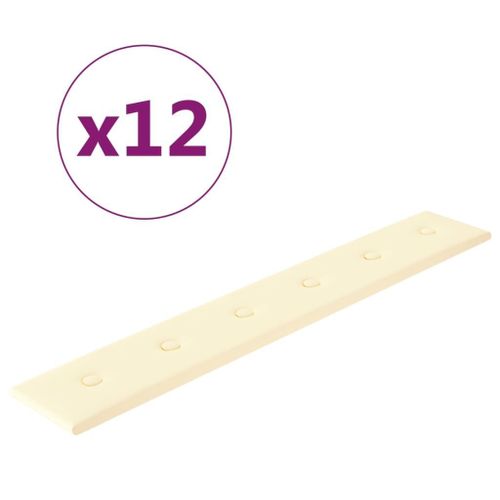 vidaXL Panneaux muraux 12 pcs Crème 90x15 cm Similicuir 1,62 m²