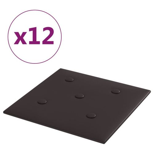 vidaXL Panneaux muraux 12 pcs Noir 30x30 cm Similicuir 1,08 m²