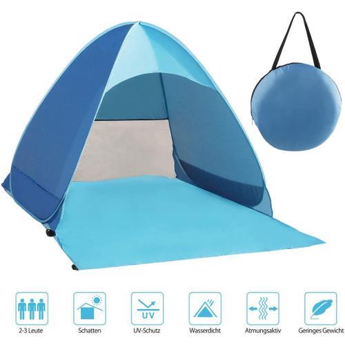 Beach Mussel, Tente De Plage Très Légère Portable, Abri Soleil Pour 2-3 Personnes, Y Compris Sac De Transport Et Pcs De Tente, Protection Uv, Tente De Plage Pour Famille, Plage, Jardin, Camping Bleu