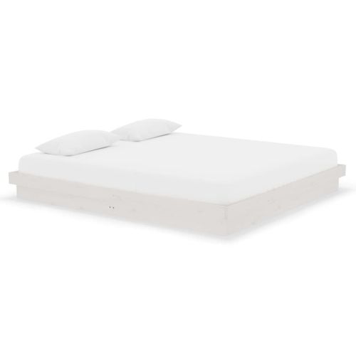 Vidaxl Cadre De Lit Blanc Bois Massif 180x200 Cm Super King