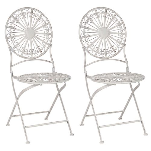 Chaise De Jardin Set De 2 Métal Blanc Scafa