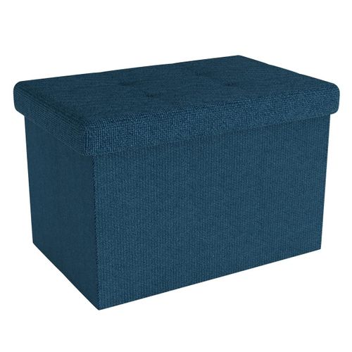 Intirilife Pouf Pliable 49x30x30 Cm En Océan Bleu - Siège En Cube Avec Espace De Rangement Et Housse En Tissu Avec Creux - Siège En Cube Repose-Pieds Coffre De Rangement Pouf Coffre