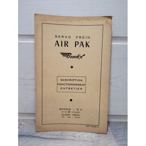 Freinage Bendix Servo Frein Air Pak - Manuel Depliant - Description Fonctionnement Et Entretien