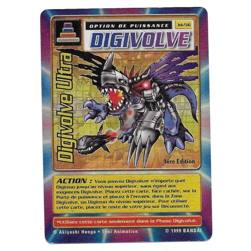 Carte Digimon Digivolve Ultra Jd-56 - Holo [Premiere Edition] Option De Puissance - Bandai / 1999 (Fr)