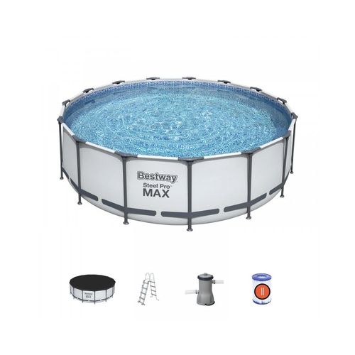 Piscine tubulaire ronde grise steel pro max Ø4.57 x h.1.22 m
