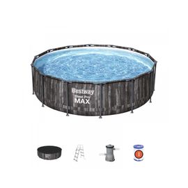Piscine hors sol ronde Steel Pro Max décor bois 427 x 107 cm