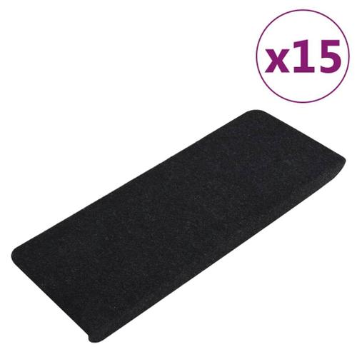 Vidaxl Tapis D'escalier Auto-Adhésifs 15 Pcs 65x28 Cm Noir