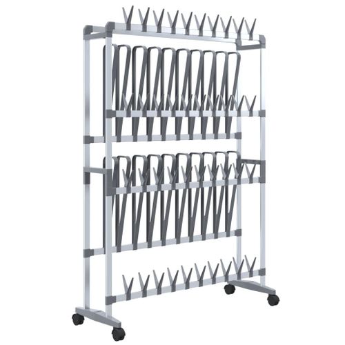 Vidaxl Étagère À Chaussures Avec Roulettes Argenté 89x27x120 Cm