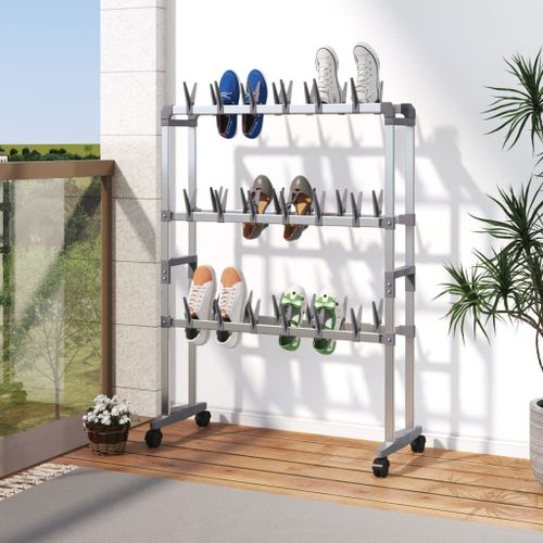 Vidaxl Étagère À Chaussures Avec Roulettes Argenté 66x27x100 Cm