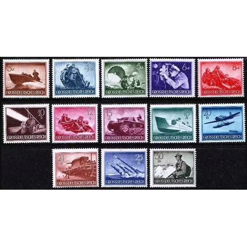 Allemagne, 3ème Reich 1944, Très Belle Série Complète Neuve** Luxe Timbres Yvert 791 À 803, Journée Des Héros (2ème Série), Vedette Rapide, Side-Car Chenillé, Bataillon Parachutiste... 13 Valeurs.