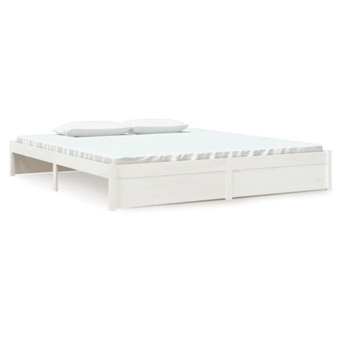 Vidaxl Cadre De Lit Blanc Bois Massif 180x200 Cm Super King