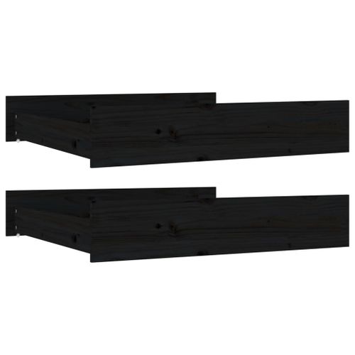 Vidaxl Tiroirs De Lit 2 Pcs Noir Bois De Pin Massif