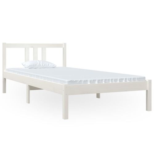 Vidaxl Cadre De Lit Blanc Bois Massif 90x200 Cm