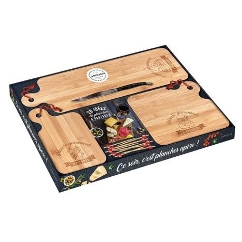 Ce Soir C'est Planches Apéro ! - Coffret Avec 3 Planches En Bois, 1 Couteau, Des Piques Apéro En Bois, Et 1 Livre De Recettes