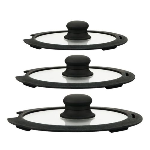 Lot 3 Couvercles Egouttoirs Avec Anneau En Silicone 16/20/24 Cm Herzberg Hgcovs3