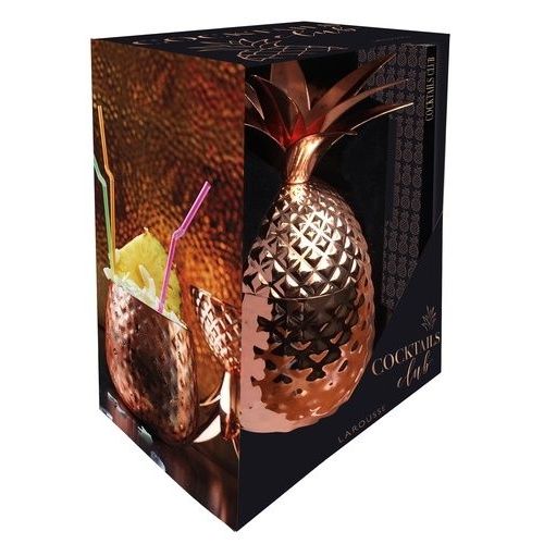 Coffret Cocktails Club - Contient : 1 Livre De Recettes, 1 Verre Ananas Cuivré De 850 Ml