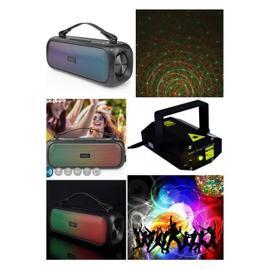 Enceinte Portable Party Bluetooth LED RGB Stéréo 2.0 USB Micro SD Basses  pures USB IPX5 TWS ETANCHE EXT + LASER MULTI POINT