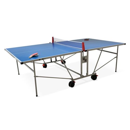 Table De Ping Pong Outdoor Bleue - Table Pliable Avec 2 Raquettes Et 3 Balles. Pour Utilisation Extérieure. Sport Tennis De Table