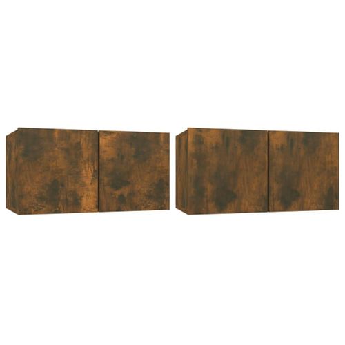Vidaxl Meubles Tv Suspendus 2 Pcs Chêne Fumé 60x30x30 Cm