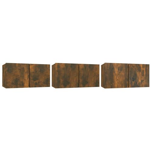 Vidaxl Meubles Tv Suspendus 3 Pcs Chêne Fumé 60x30x30 Cm